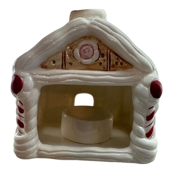 JASCO Candle Holder Gingerbread House Handpainted Ceramic Candy Cottage Vintage - Picture 6 of 15